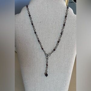 Lavalier Vintage 90's Necklace Semi precious garnet stones